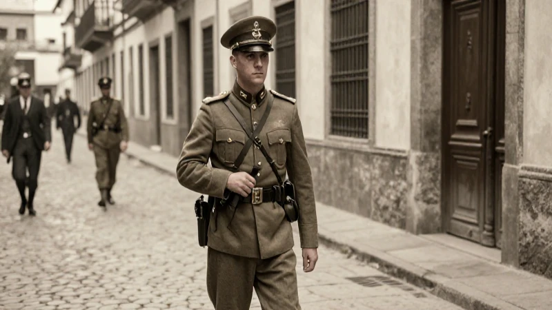 Soldado español determinado en Sevilla durante el conflicto