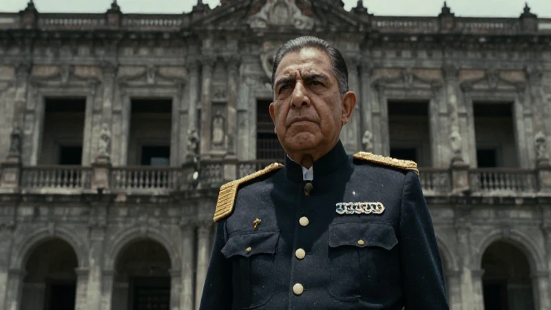 Oficial mexicano en arquitectura histórica dramática