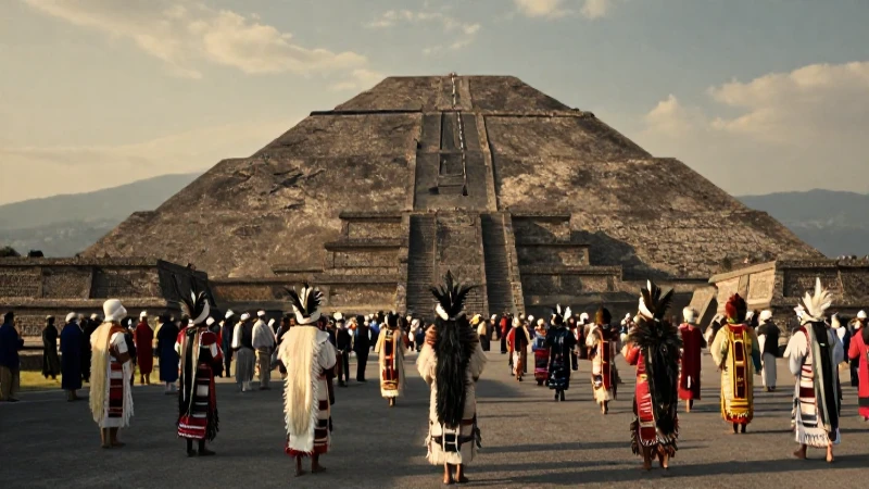 Ceremonia teotihuacana majestuosa en la Pirámide del Sol
