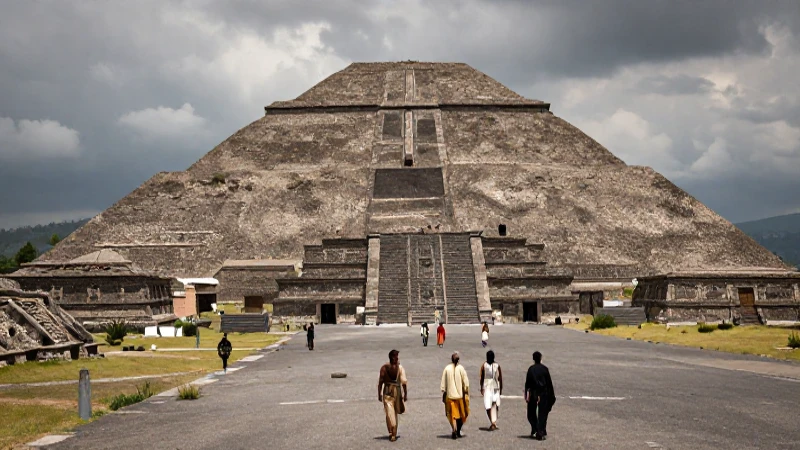 Teotihuacán: Gente histórica junto a la Gran Pirámide