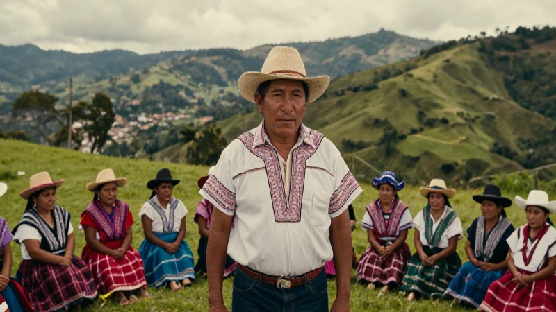 Líder y gente Caxcane en Chiapas