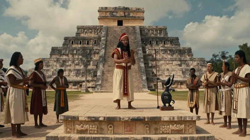 Sacerdotisa maya ritual en Chichén Itzá histórico