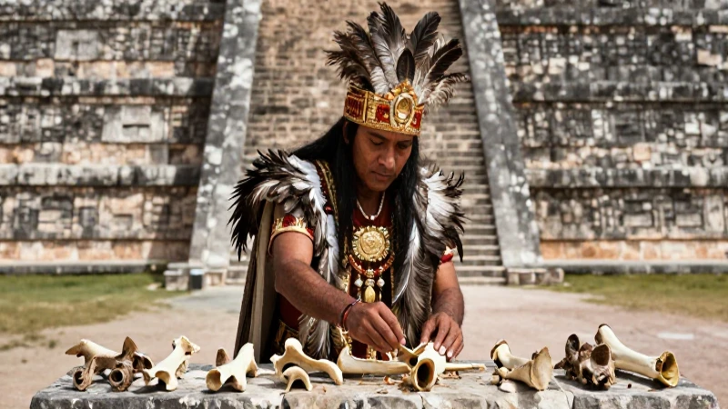 Sacerdote maya ofrece rituales en Chichén Itzá