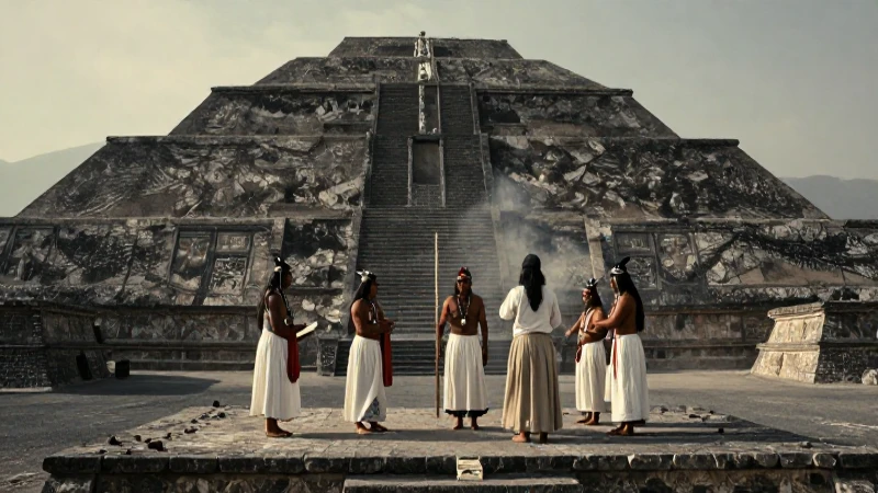 Centros Ceremoniales Teotihuacanos: Historia y Significado 3 Sacerdotes teotihuacanos en ritual ceremonial
