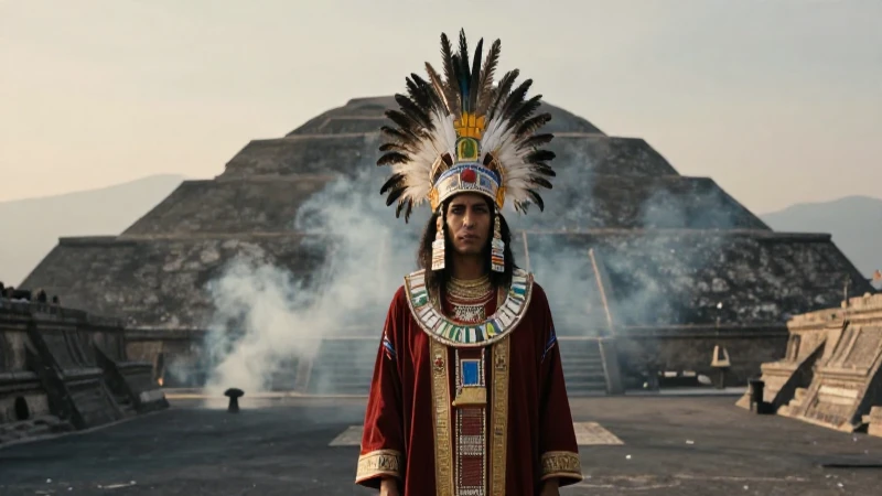 Centros Ceremoniales Teotihuacanos: Historia y Significado 6 Sacerdote en Teotihuacán al amanecer