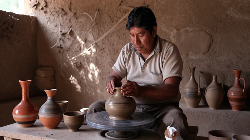 Mixteca modelando cerámica en antiguo Cholula