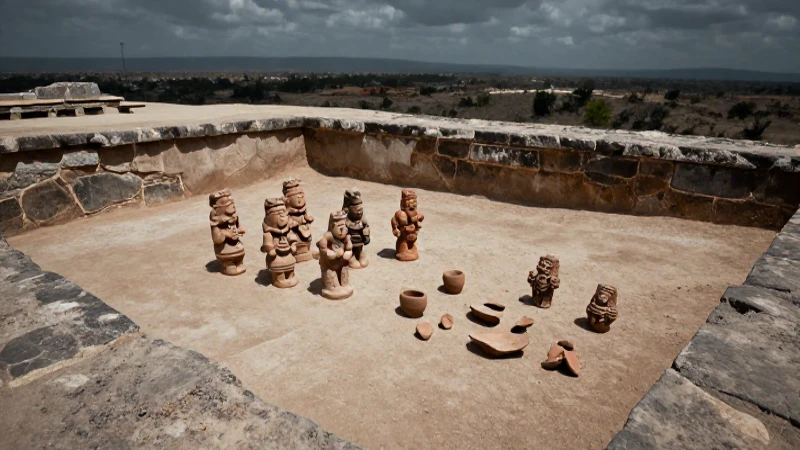 Figuras zapotecas en el sitio arqueológico de Monte Albán