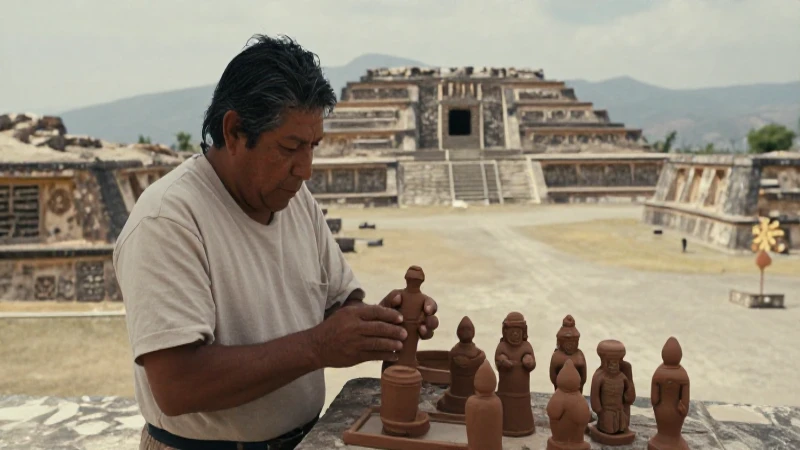 Artesano zapoteco y ruinas de Monte Albán