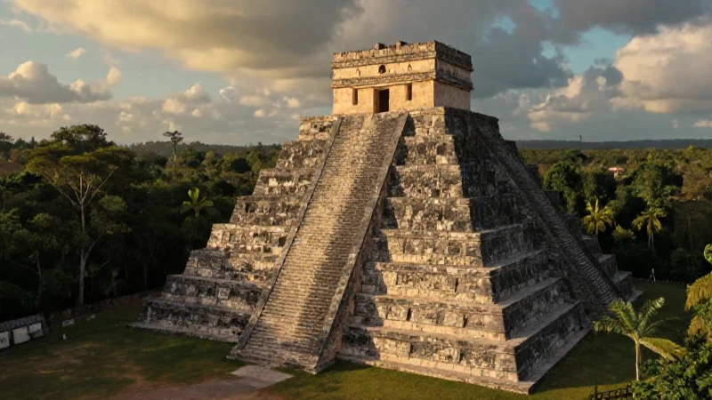 Majestuosa pirámide maya de la antigua Yucatán
