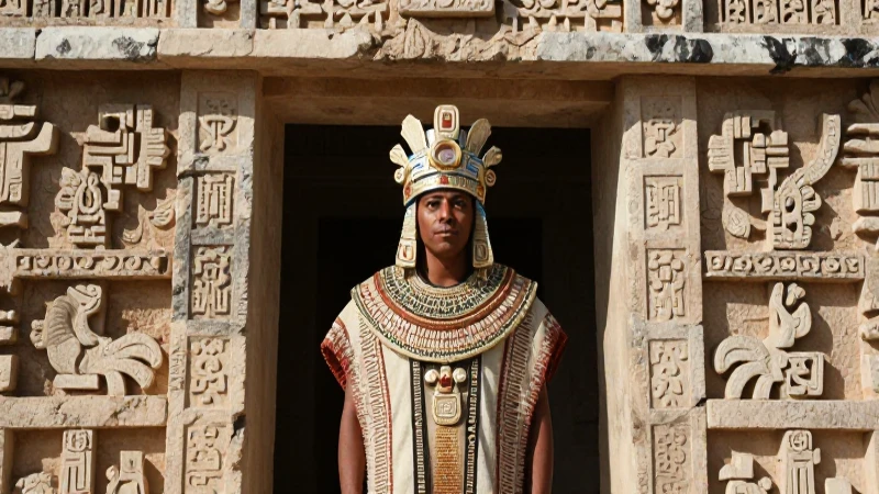 Gobernante Maya regio ante un templo