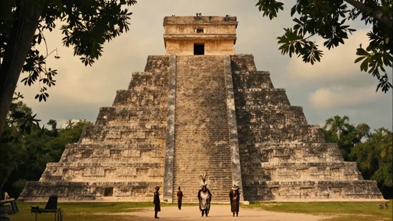 Cuáles son el significado y características de Chichén Itzá 20 Pirámide Maya El Castillo con sacerdotes en la selva
