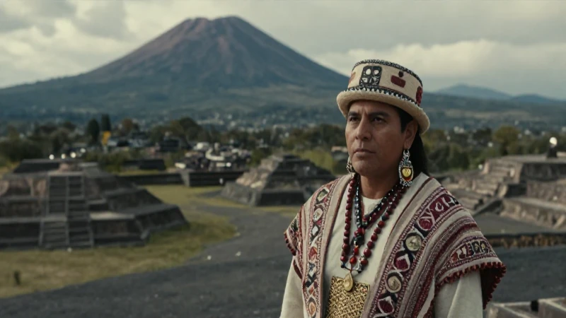 Mexica noble en paisaje mesoamericano