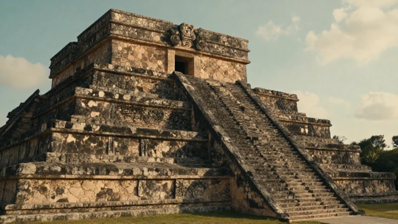 Estructura antigua mexicana al atardecer