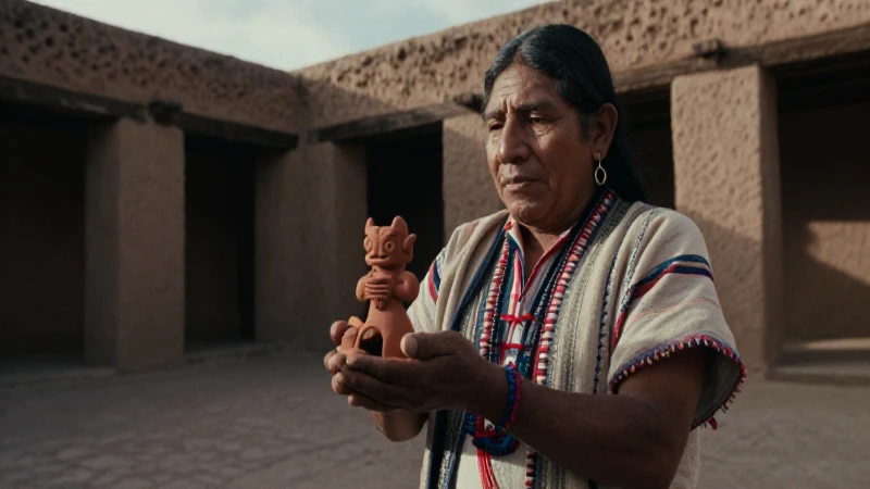 Ritual indígena en antigua arquitectura de adobe