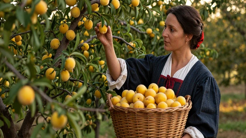 Cuáles son los beneficios y propiedades de la ciruela amarilla 36 Mujer histórica cosechando ciruelas amarillas del siglo XIX
