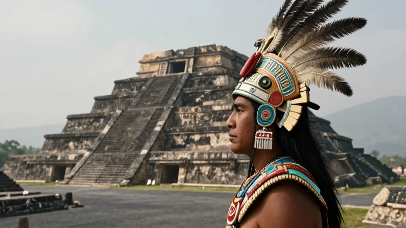 Qué culturas prehispánicas existieron en México 2 Guerrero azteca majestuoso en Tenochtitlan