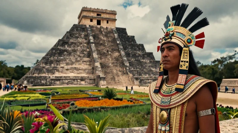 Qué culturas prehispánicas existieron en México 5 Guerrero azteca junto a pirámide y campos