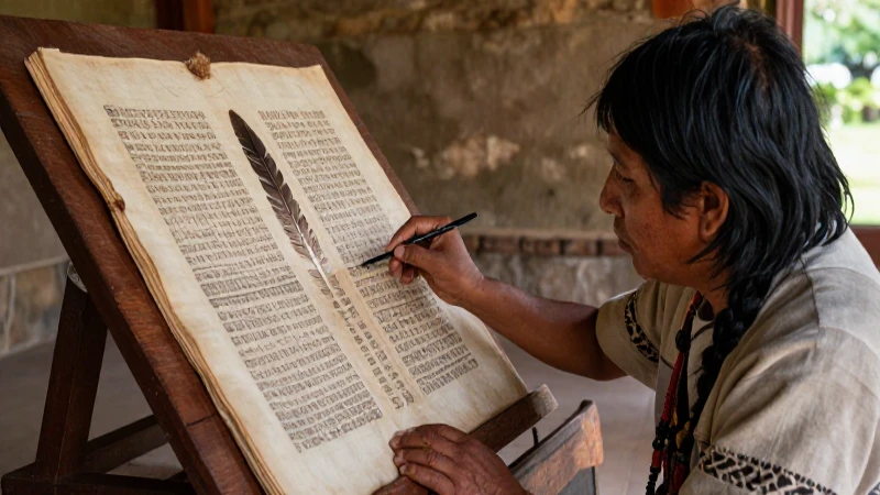 Sabio indio estudia antiguo manuscrito colorido