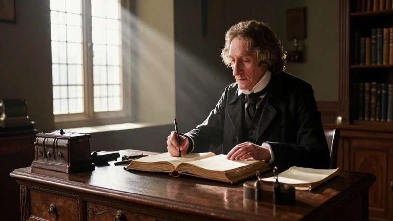 Estudio de manuscritos antiguos con luz dramática