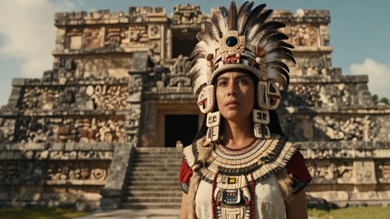 Cihuacóatl divina ante templo antiguo