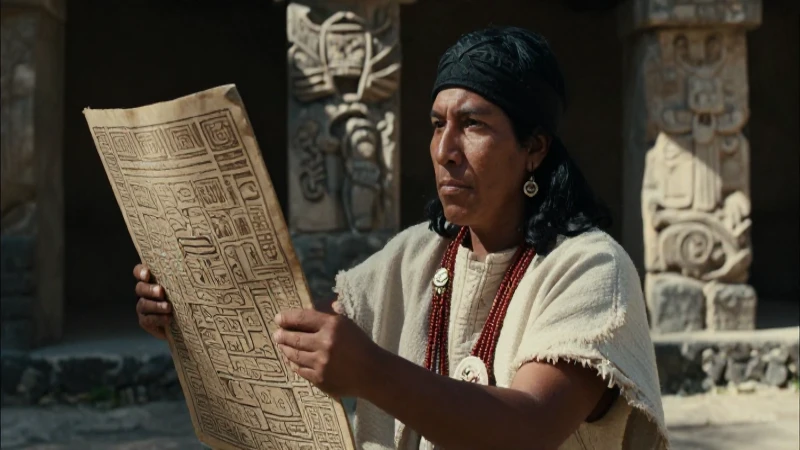 Los códices mixtecos: un vistazo a los códices y su historia 7 Escritor mixtec con codex en templo antiguo