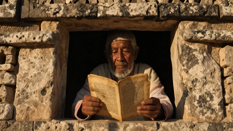Los códices mixtecos: un vistazo a los códices y su historia 5 Anciano mixteco con codex en ruinas doradas