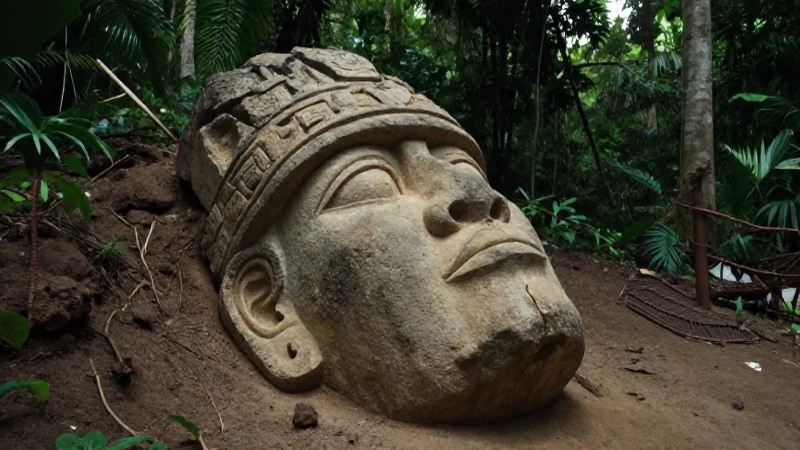 Codices Olmecas: Un viaje al corazón del Antiguo México 7 Cabeza Olmec colosal en selva