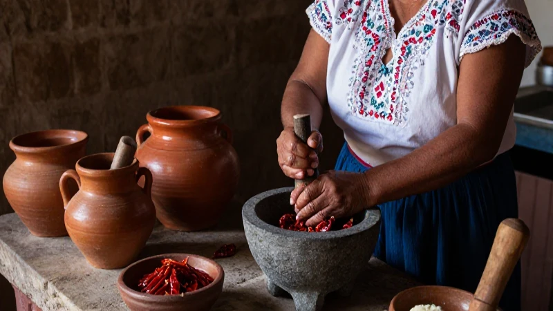 Salsa picante mexicana, hecha tradicionalmente