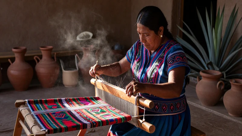 Tejedores zapotecas crean textiles con luz y tradición
