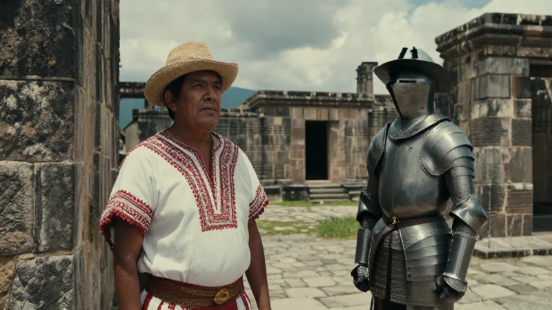 Zapoteca y conquistador en antigua Oaxaca