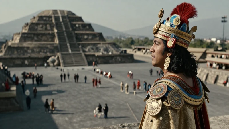 Moctezuma II observa la plaza de Tenochtitlan