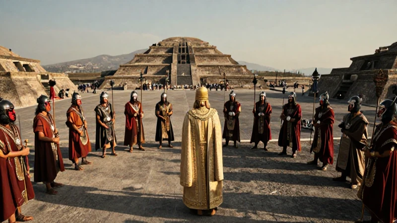 Moctezuma II dirige consejo mexica en Tenochtitlan