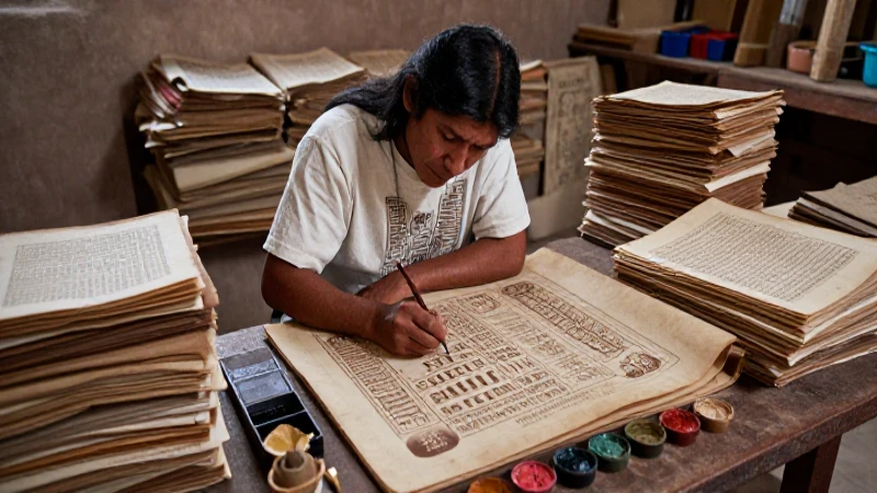 Escribano indígena pinta un códice colonial