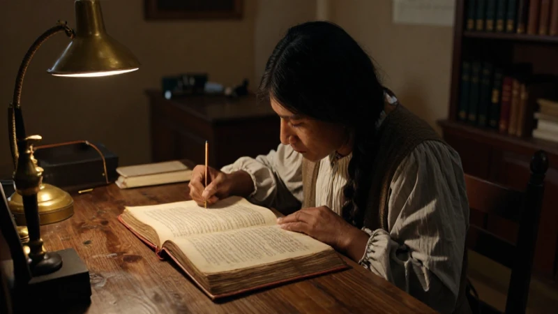 Escribas nativo en antiguo archivo colonial