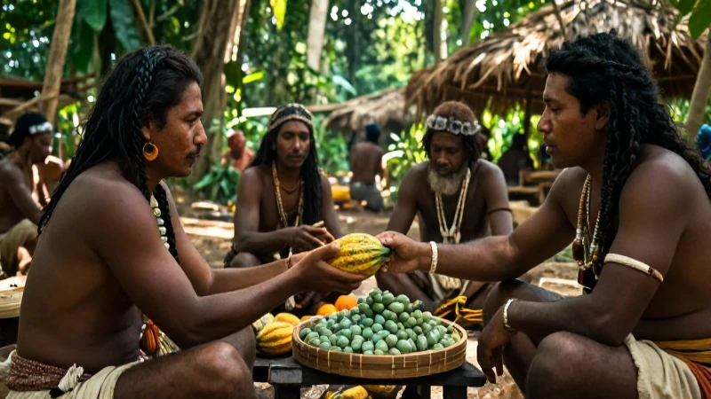 Antiguos comerciantes mayas en el vibrante mercado de la jungla