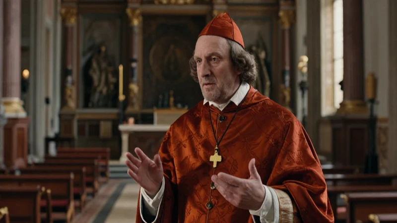 Concilio de Trento: Qué es y su impacto en la Iglesia 41 Cardenal del siglo XVI en debate en sala renacentista