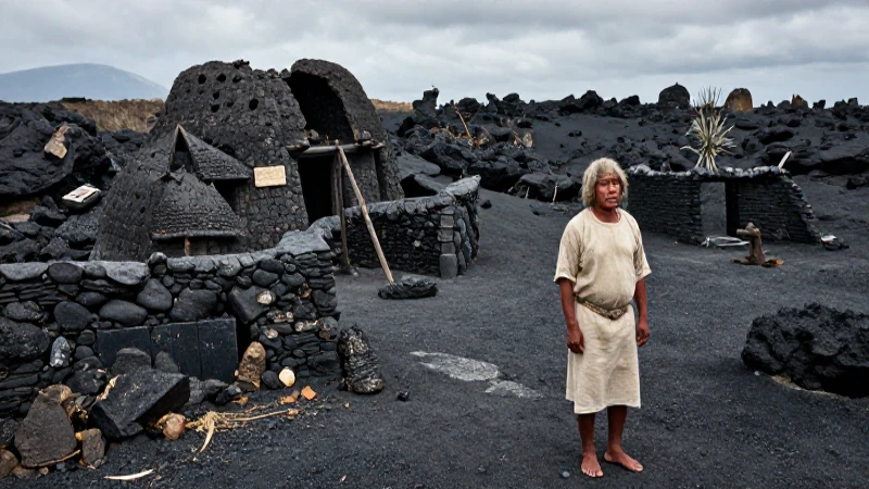Indígena preclásico en aldea de lava