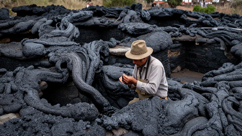 Arqueólogos salvando ruinas ante la lava