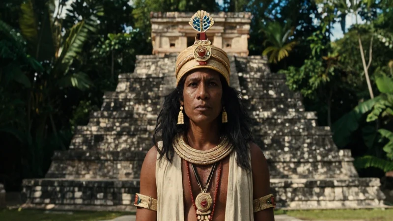 Cosmogonías: La cosmogonía maya y su significado eterno 9 Sacerdote maya en pirámide de jungla