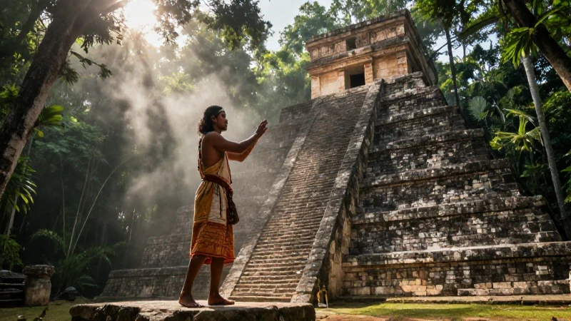 Cosmogonías: La cosmogonía maya y su significado eterno 6 Sacerdotisa Maya realiza ritual bajo la jungla
