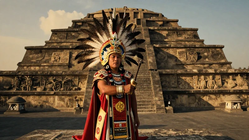 Cuáles son las creencias y costumbres de la religión Mexica 203 Tlatoani Mexica supervisando un ritual de sacrificio