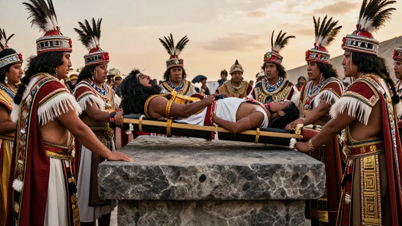 Mexica sacrificios en altar ceremonial