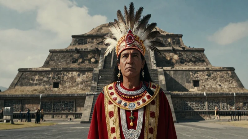 Sacerdote mexica en pirámide de Tenochtitlan