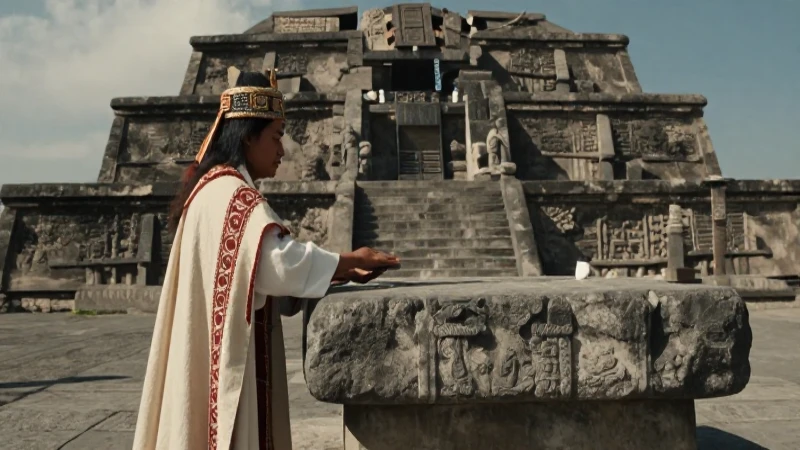 Cuáles son las características culturales y tradiciones aztecas 10 Sacerdote azteca en ritual del Templo Mayor