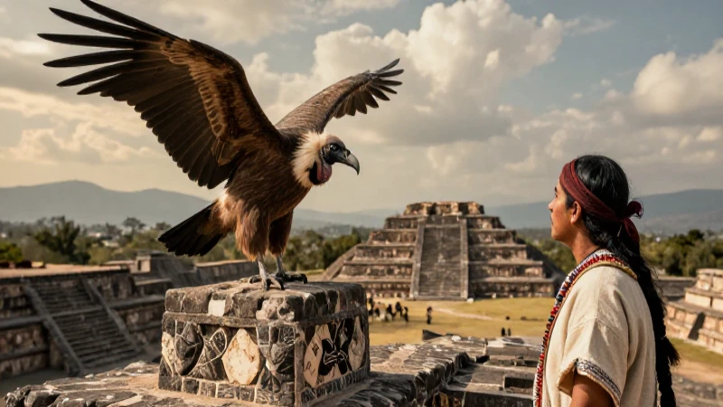 Zopilote: figura ecológica azteca en la pirámide