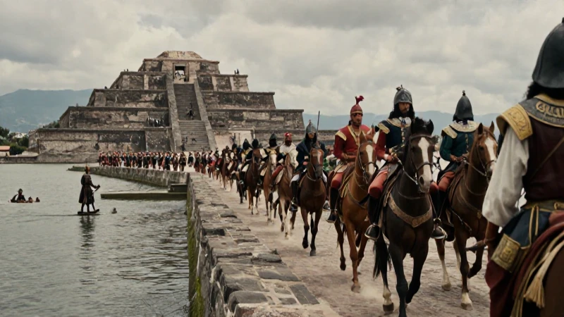 Conquistadores y guerreros en el muelle
