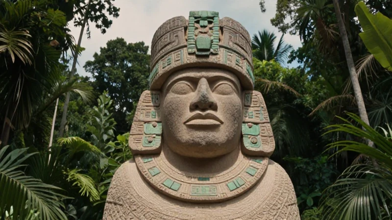 Sacerdote Olmeca en la selva, estilo documental