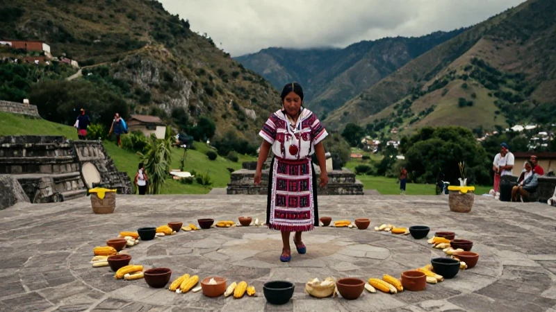 Originario de México: Conociendo los pueblos originarios 4 Mujer indígena en ritual ancestral en plaza mesoamericana
