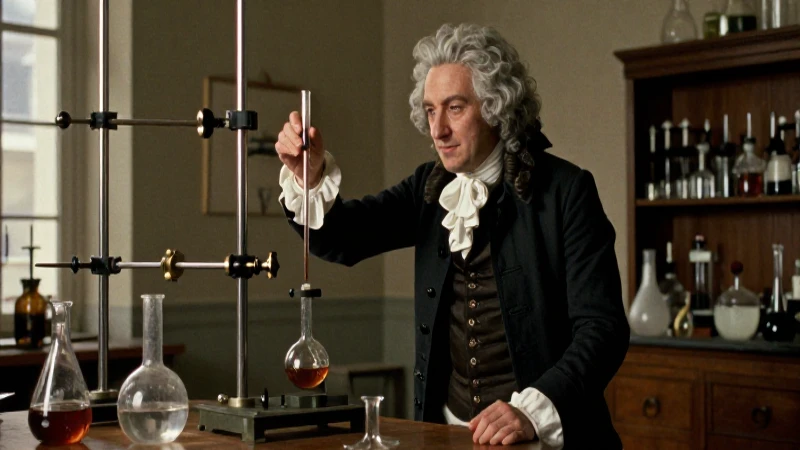 Lavoisier en laboratorio parisino, siglo XVIII