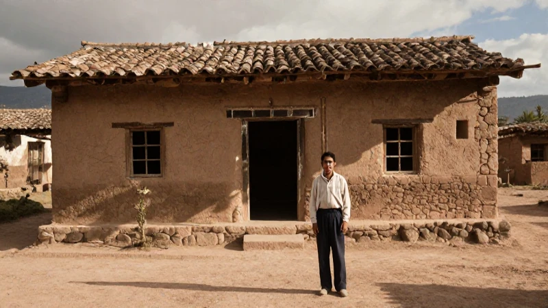 Joven Juan Rulfo en la casa de adobe